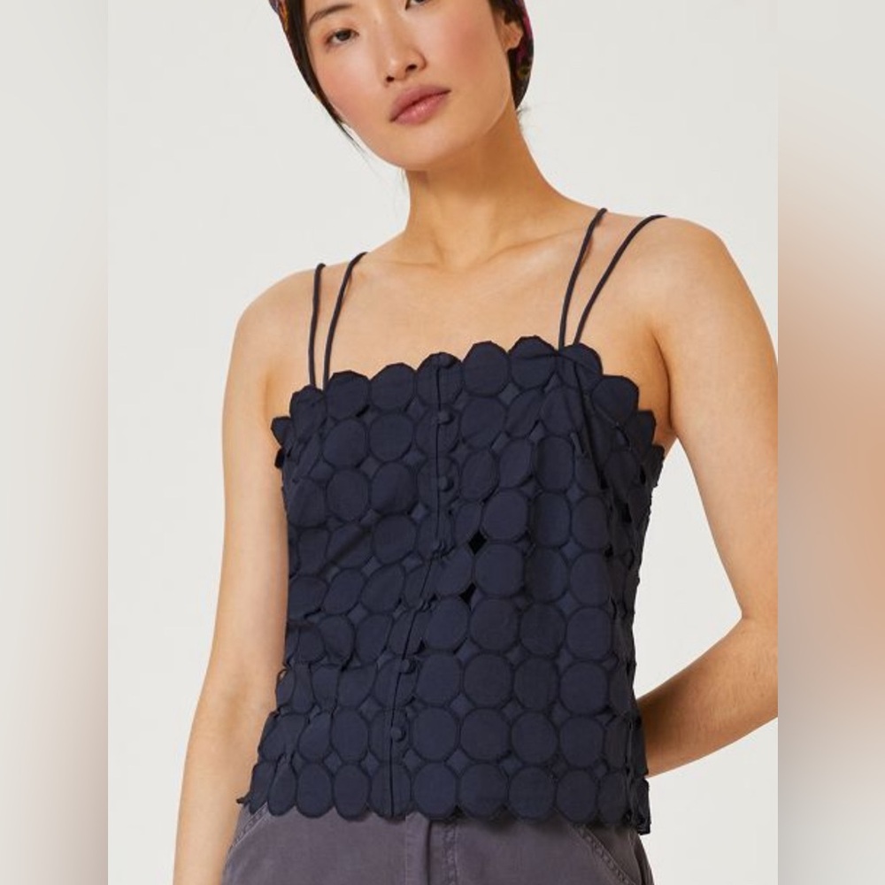 Anthropologie Maeve Smocked Back Cami XS in Navy